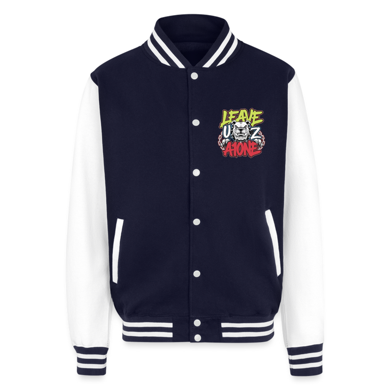 Just Hoods Heavyweight Letterman Jacket - navy/white