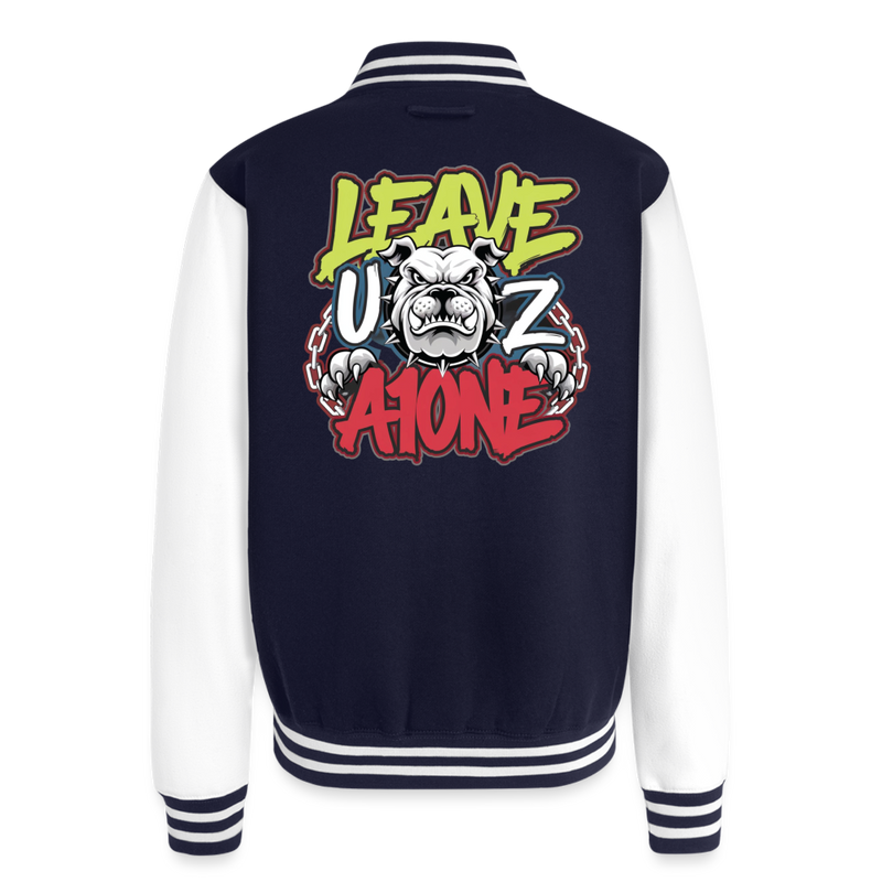 Just Hoods Heavyweight Letterman Jacket - navy/white