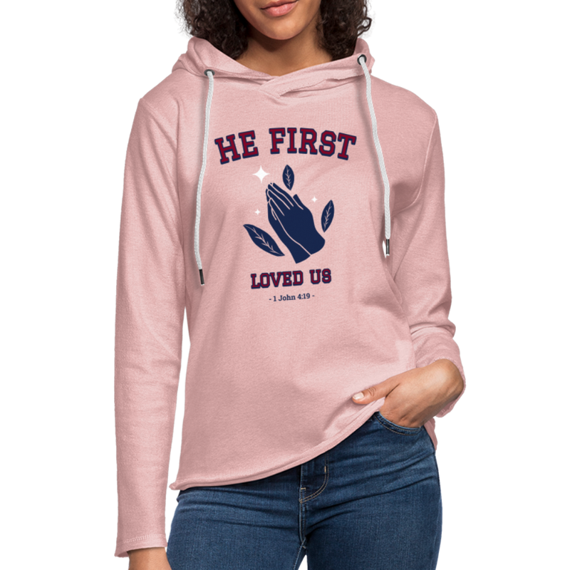 Unisex Lightweight Terry Hoodie - cream heather pink