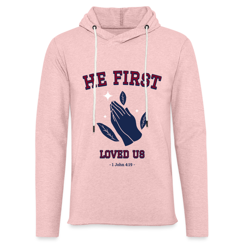 Unisex Lightweight Terry Hoodie - cream heather pink